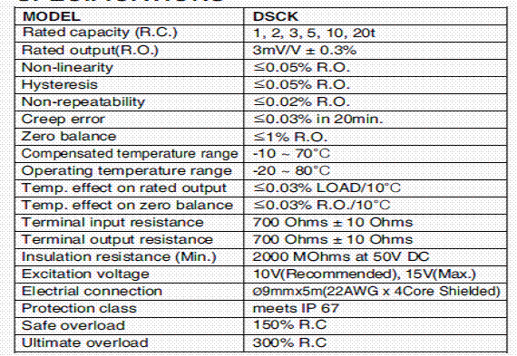 DSCK-2tf,DSCK-2tf稱重傳感器技術參數(shù)圖 